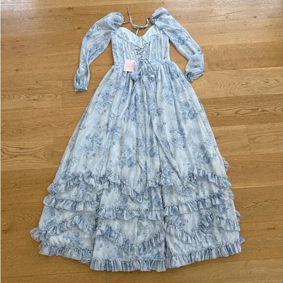 V. Chapman Maxi Dress Carmella Size 8 Color Tapestry Rose Blue - Picture 5 of 7